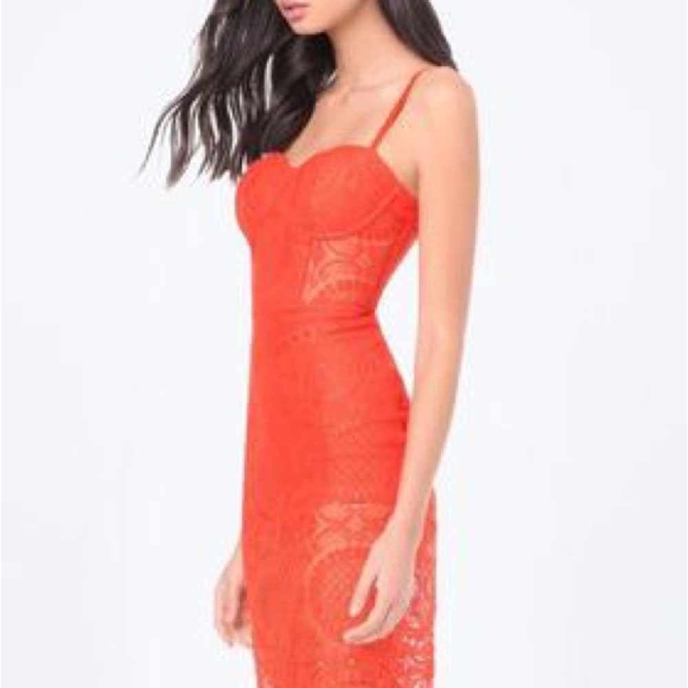 Bebe Elegant Orange Lace Dress
